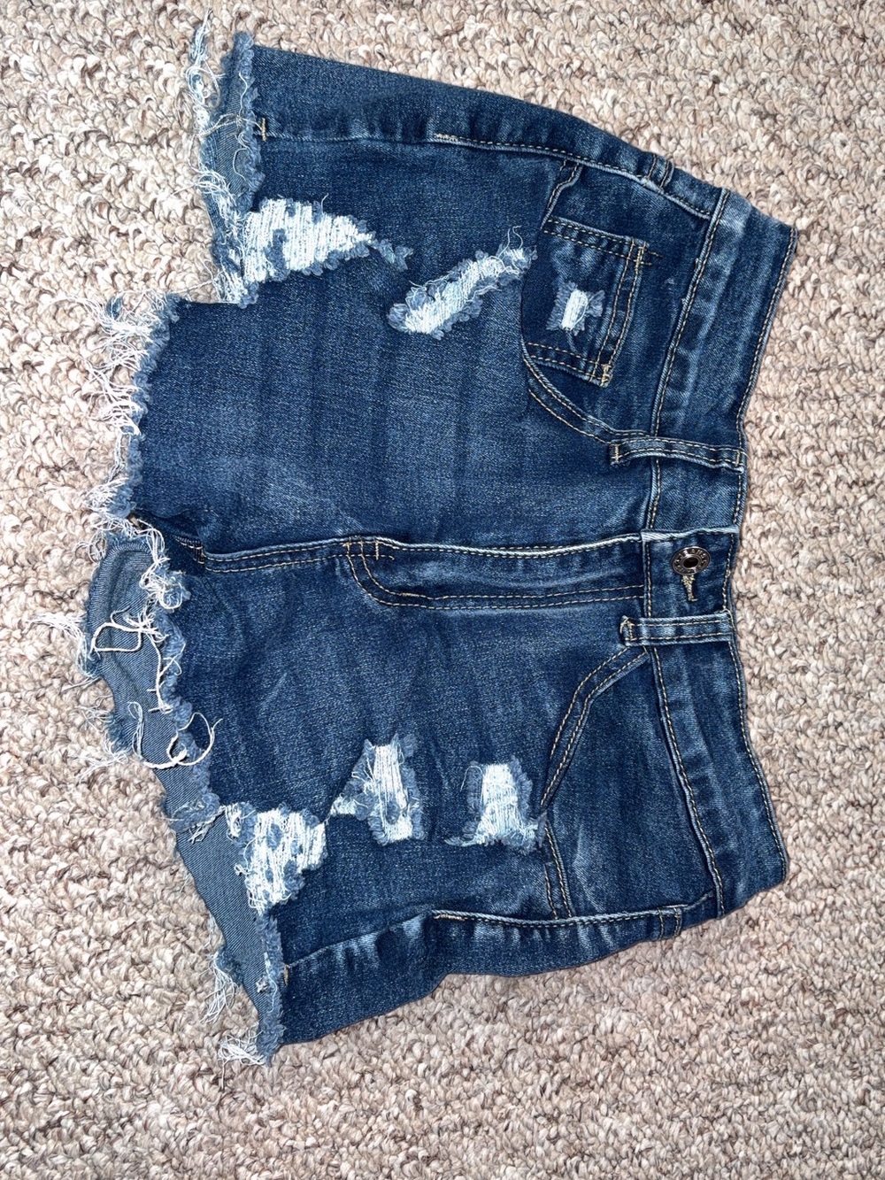 SHEIN Ripped Dark Blue Denim Cutoff Shorts
